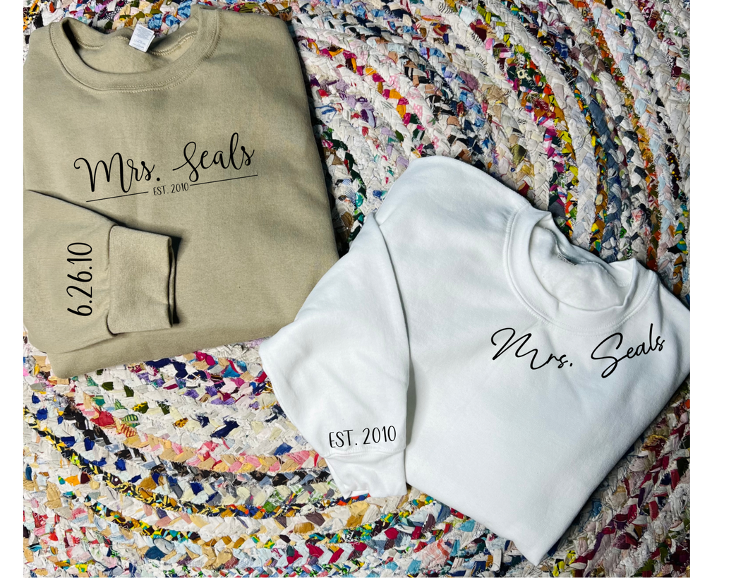 Mrs. Custom Sweatshirt (Multiple Colors and Options)