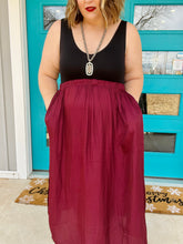 Load image into Gallery viewer, Rebecca Side Slit Skirt with Pockets in Wine