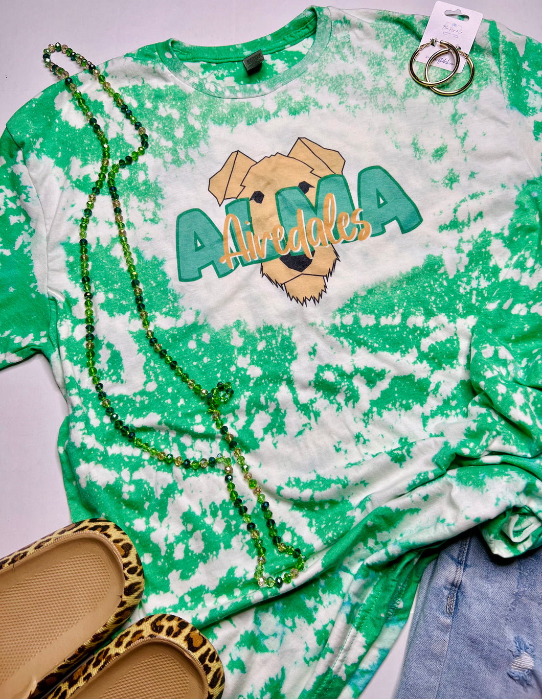Airedale Bleached Tee in Green