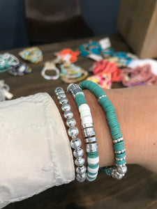 Rubber Beaded Bracelets (Multiple Colors)