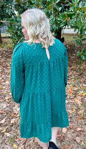 Hunter Green Jacquard Dress