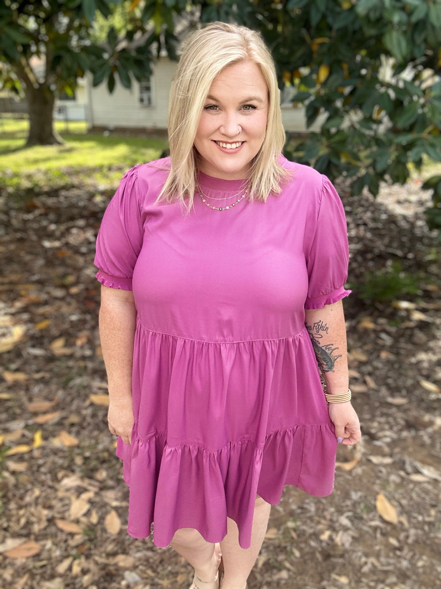 Maggie Magenta Babydoll Dress