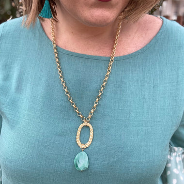Jade Stone Drop Necklace