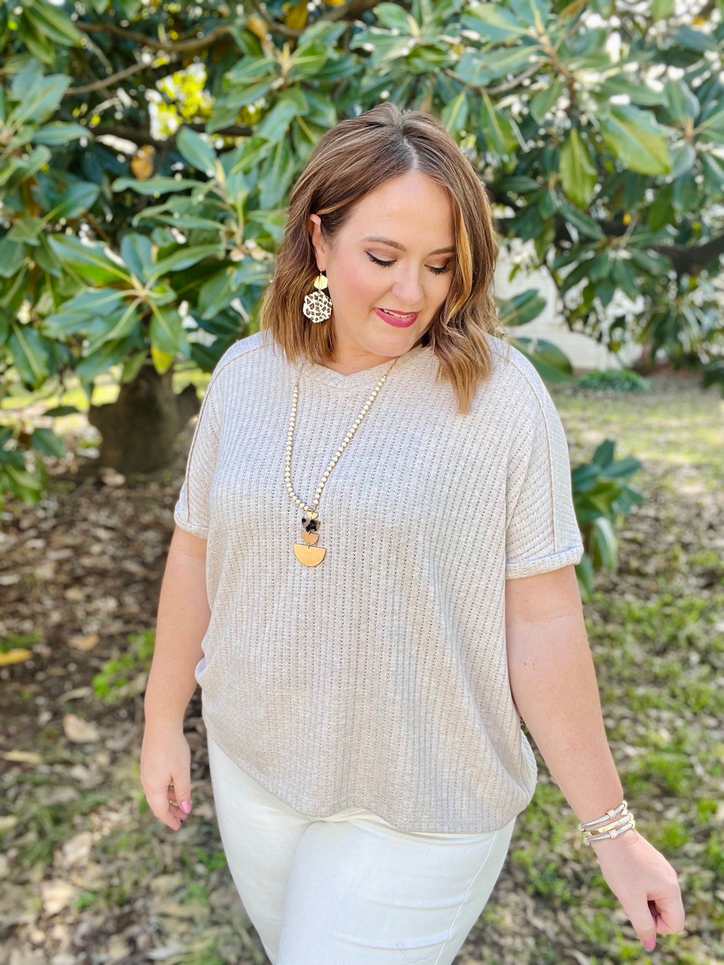 Oatmeal Open Back Top