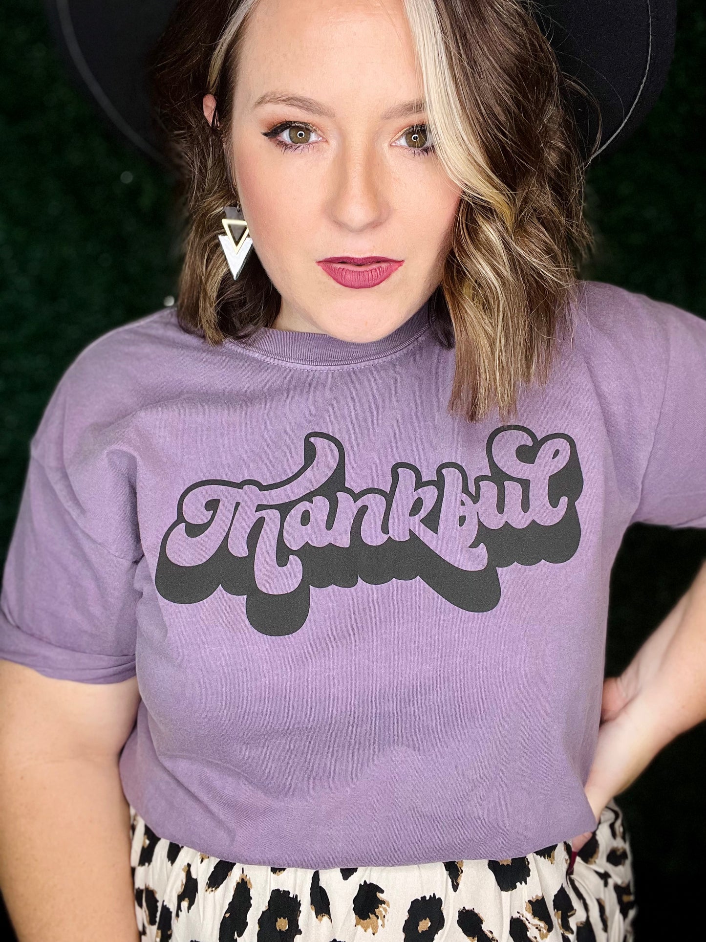 Thankful Puff Print on Comfort Colors Tee