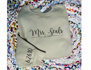 Mrs. Custom Sweatshirt (Multiple Colors and Options)