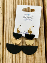 Load image into Gallery viewer, Black and Gold Tiered Earrings