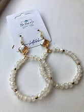 Load image into Gallery viewer, Creamy White &amp; Gold Beaded Hoops