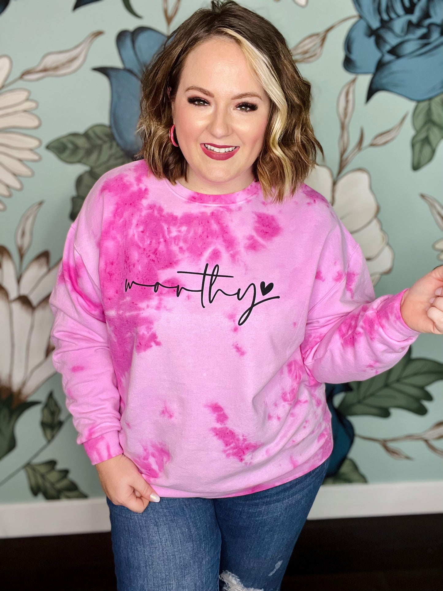 Worthy Hand Dyed Sweatshirt in Pink