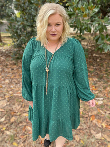 Hunter Green Jacquard Dress