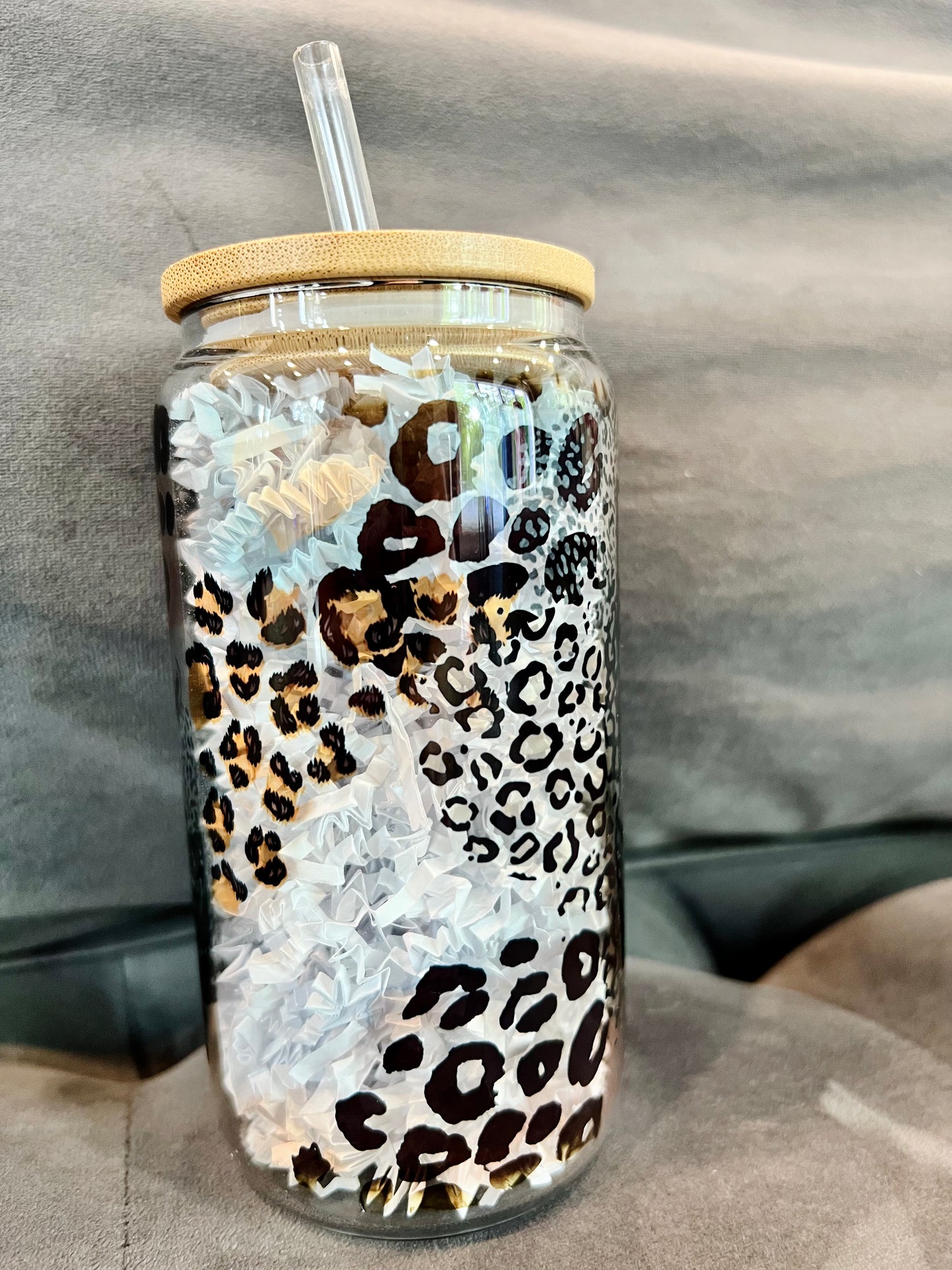 Coffee Leopard Clear Libby Cup