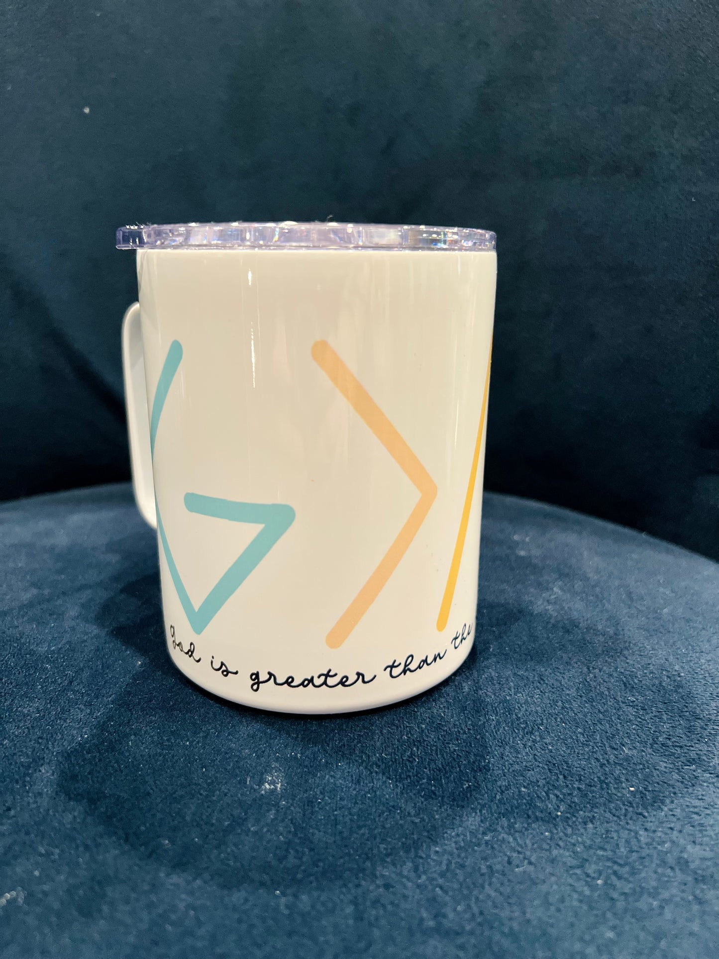 God Is Greater 12 oz Travel Mug