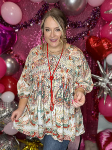 Paula Floral Drawstring Top