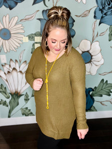 Dusty Olive Waffle Top