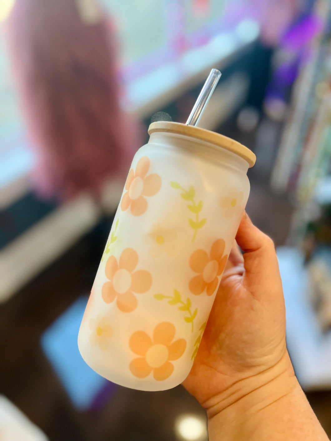 Retro Floral Frosted Libby Cup