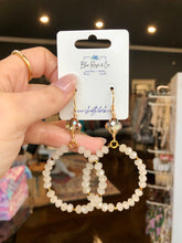 Load image into Gallery viewer, Creamy White &amp; Gold Beaded Hoops