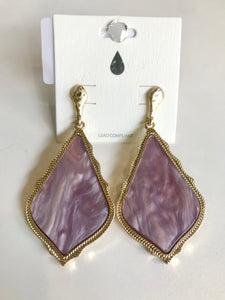 Glass Stone Teardrop Earrings
