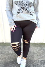 Highwaisted Distressed Tummy Control Leggings (Re-Stock!)