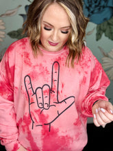 Load image into Gallery viewer, ASL Love Hand Dyed Sweatshirt in Red