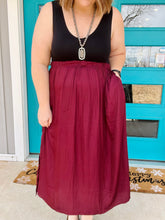 Load image into Gallery viewer, Rebecca Side Slit Skirt with Pockets in Wine