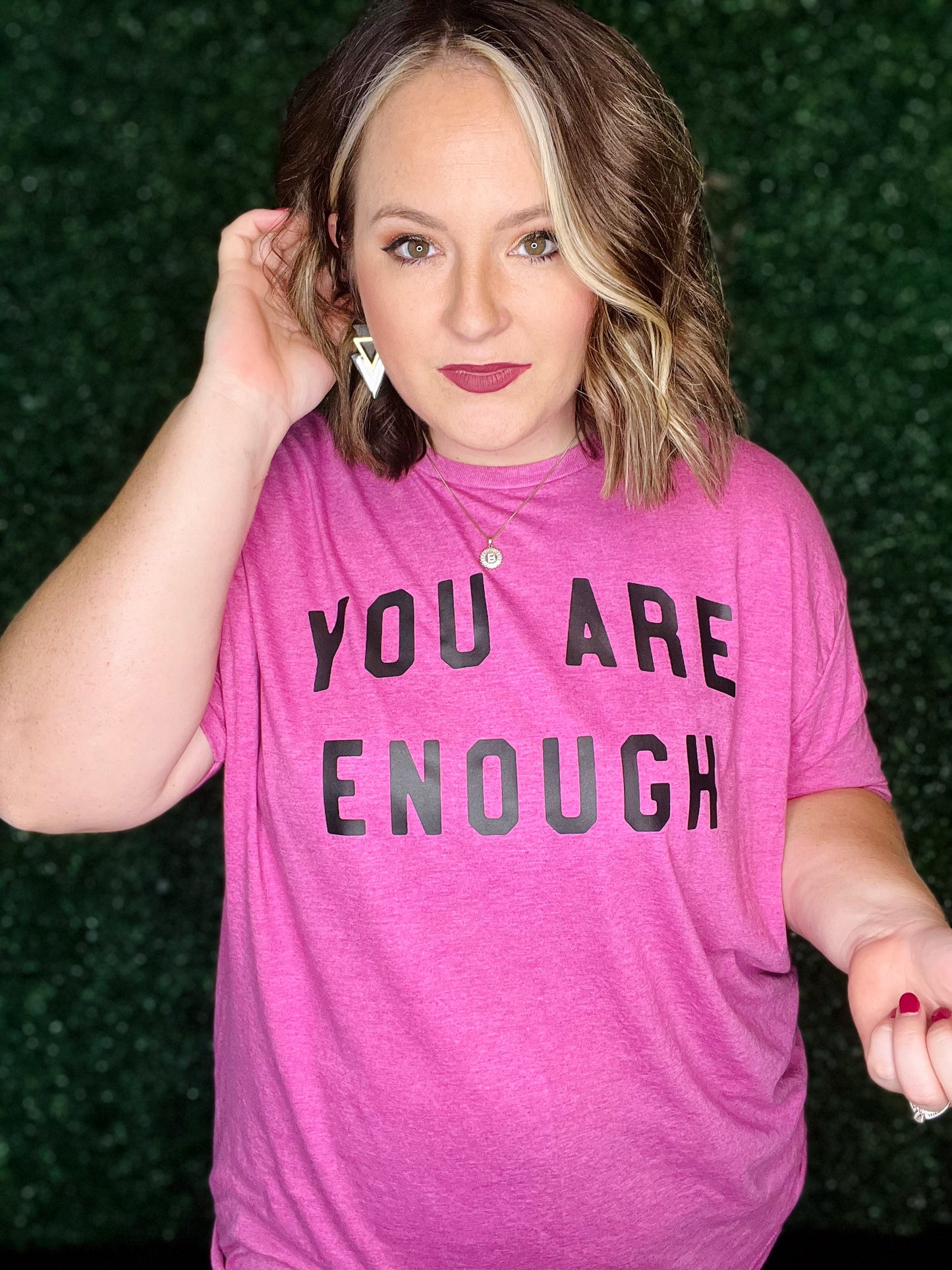 You Are Enough Tee on Berry