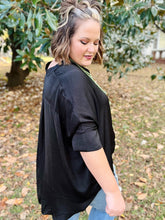 Load image into Gallery viewer, Wanda Satin Button Down in Black