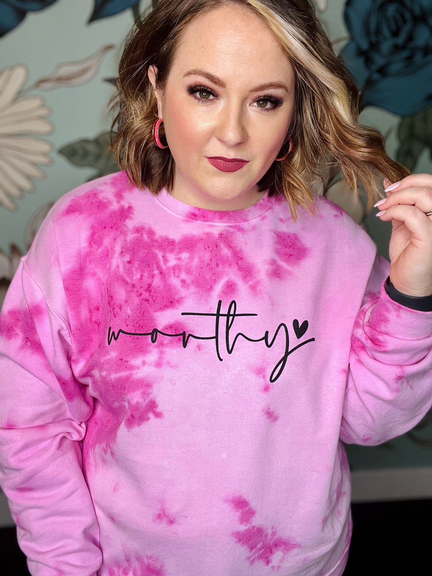 Worthy Hand Dyed Sweatshirt in Pink