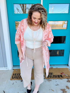 Andrea Peach Lace Kimono