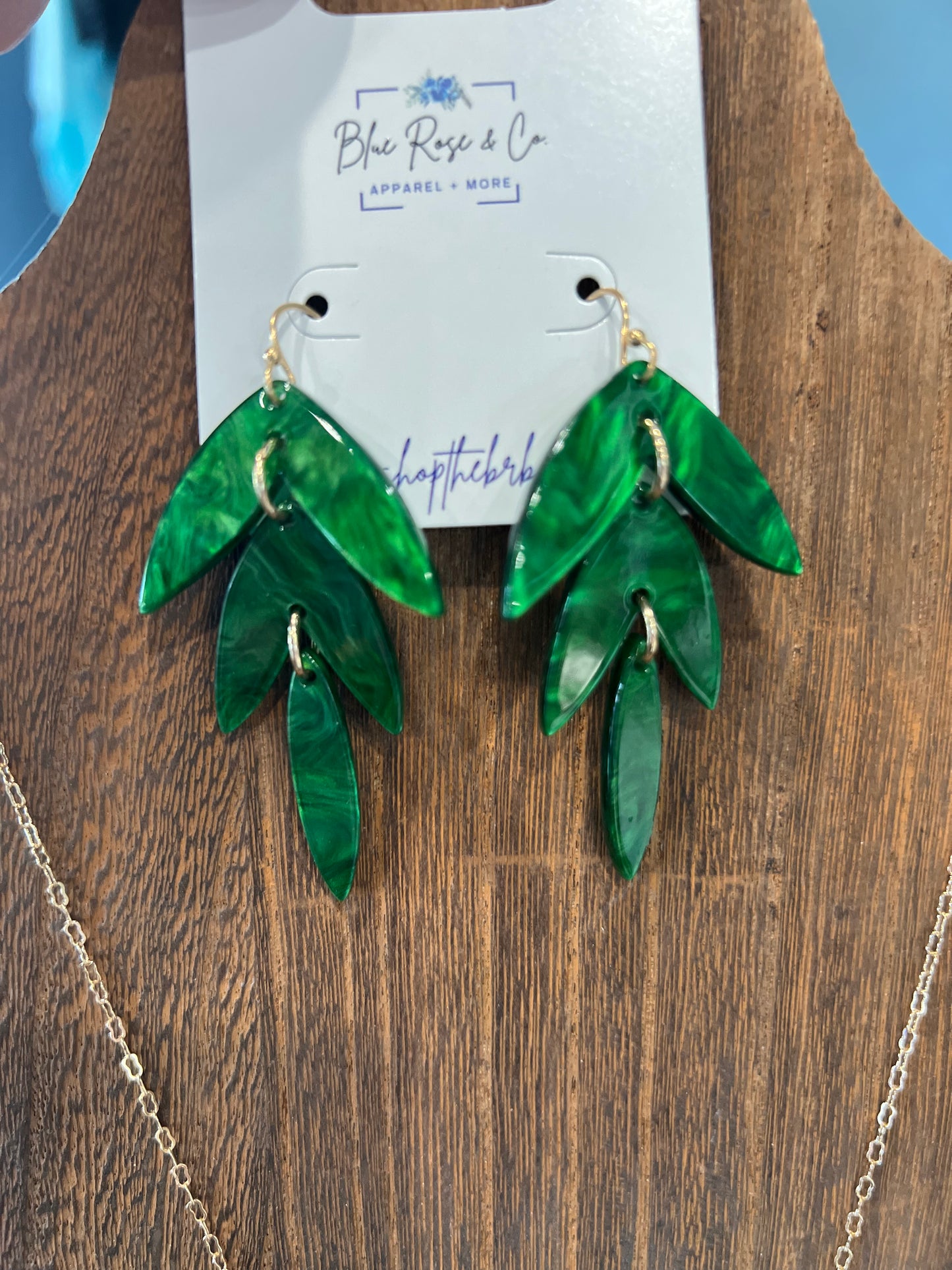 3 Leaf Green Acrylic Earrings