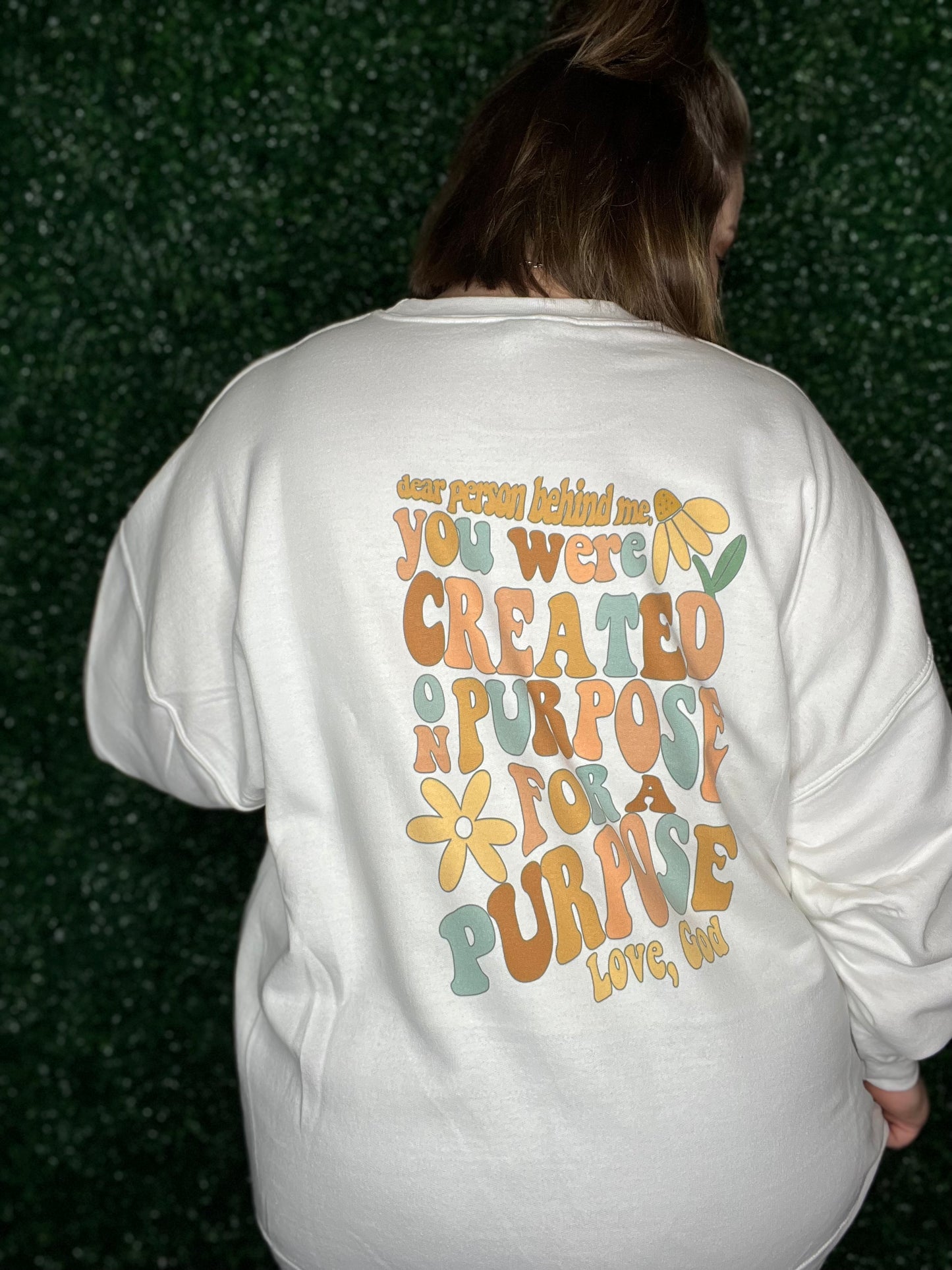 Created on Purpose Sweatshirt on White (Front/Back)