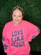 Load image into Gallery viewer, Love like Jesus Sweatshirt with Daisy Detail