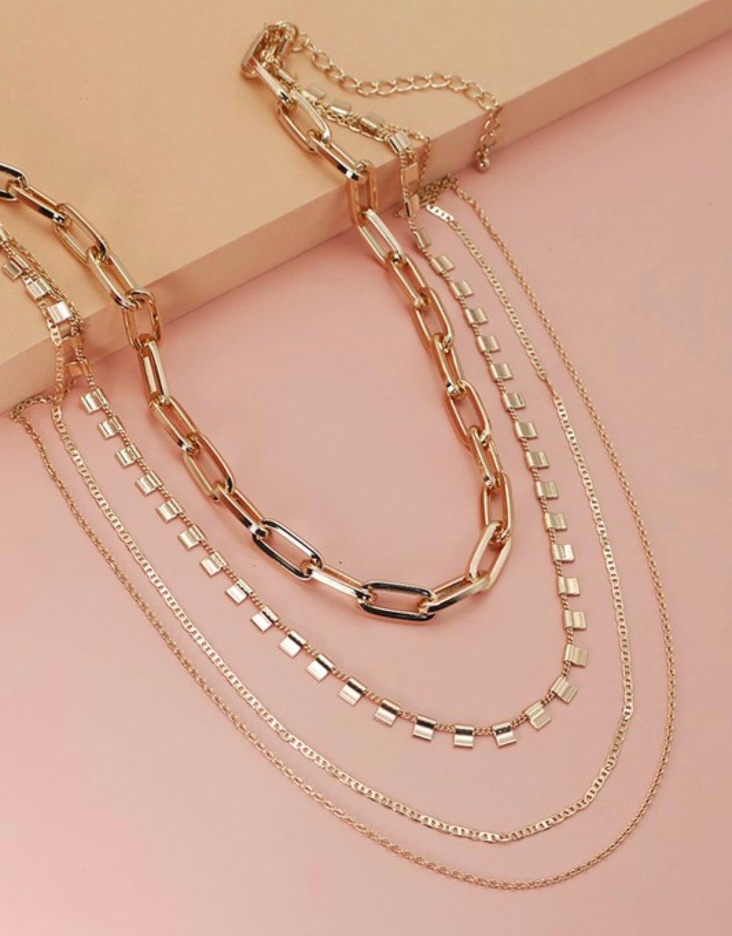 4 Layer Chunky Chain Link Necklace (Multiple Colors)
