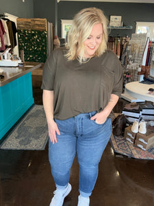 Judy Blue Side Button Tummy Control Top Jeans