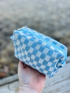 Knit Checkered Makeup Bag (Multiple Colors)