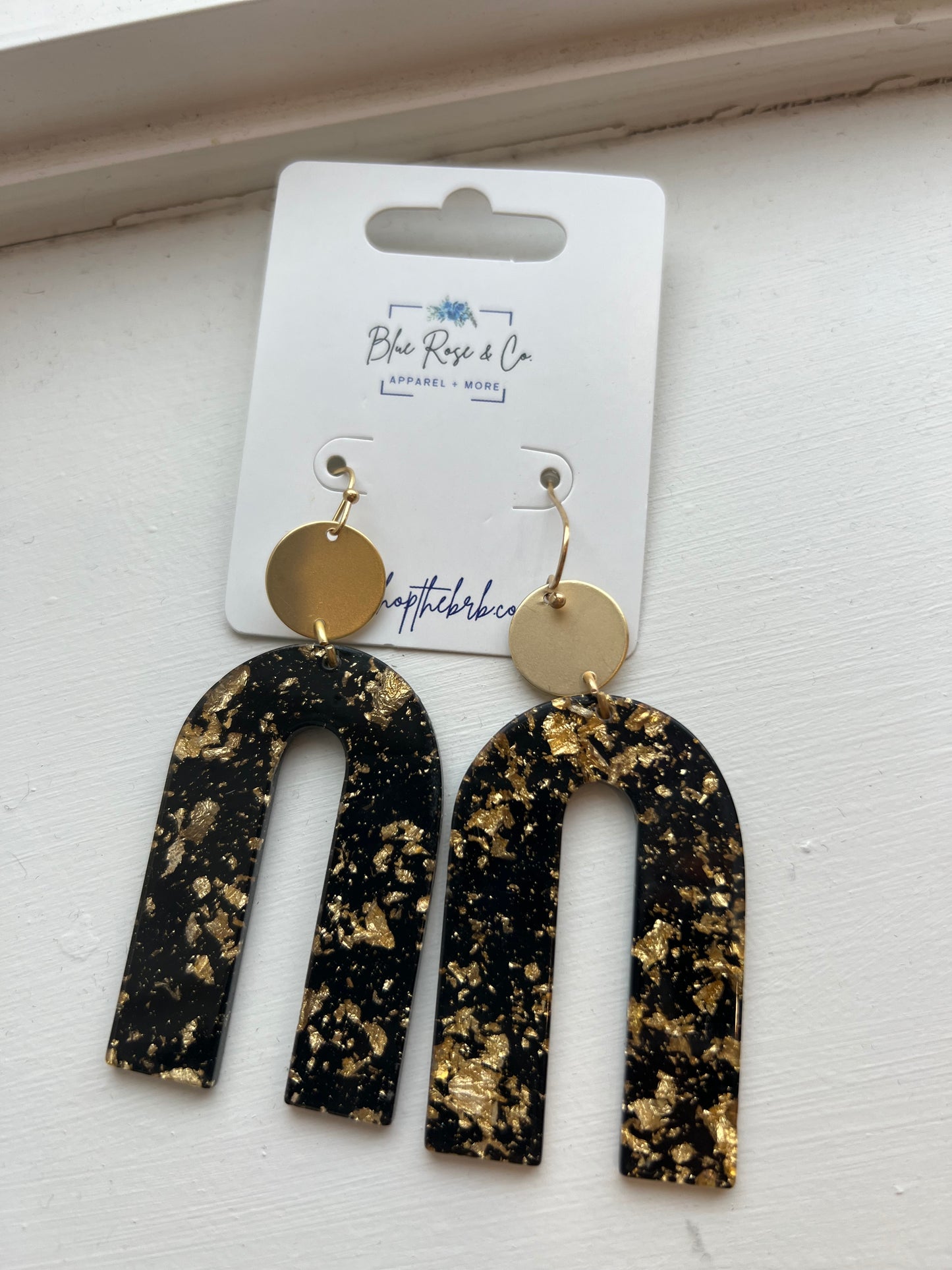 Gold Fleck Arch Earrings (Multiple Colors)