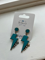 Turquoise Metal Lightning Post Earrings