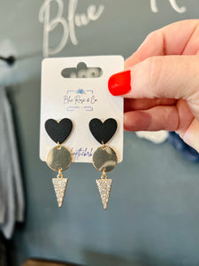 Heart Rhinestone Drop Earrings