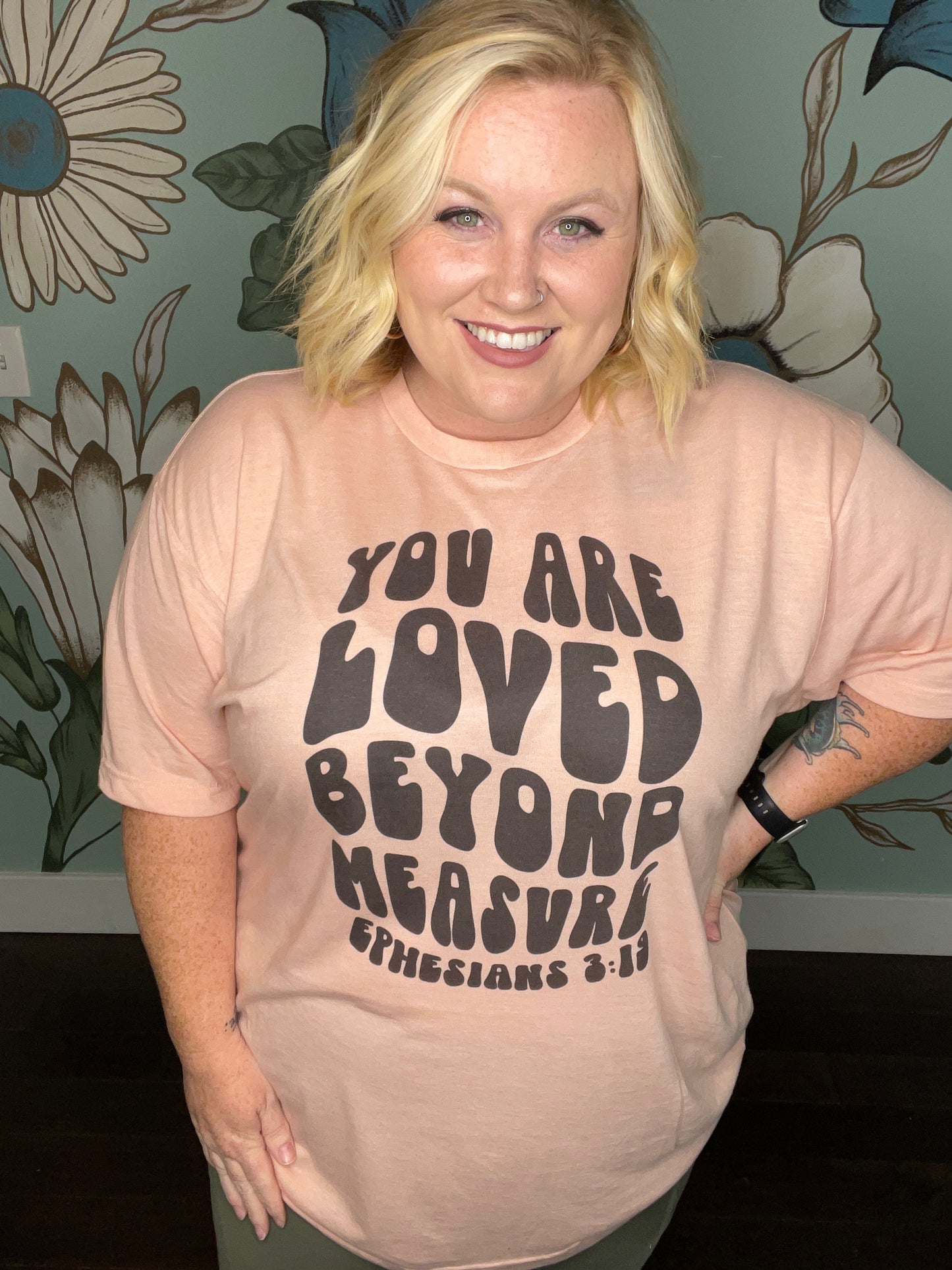 Loved Beyond Measure Graphic Tee on Peach