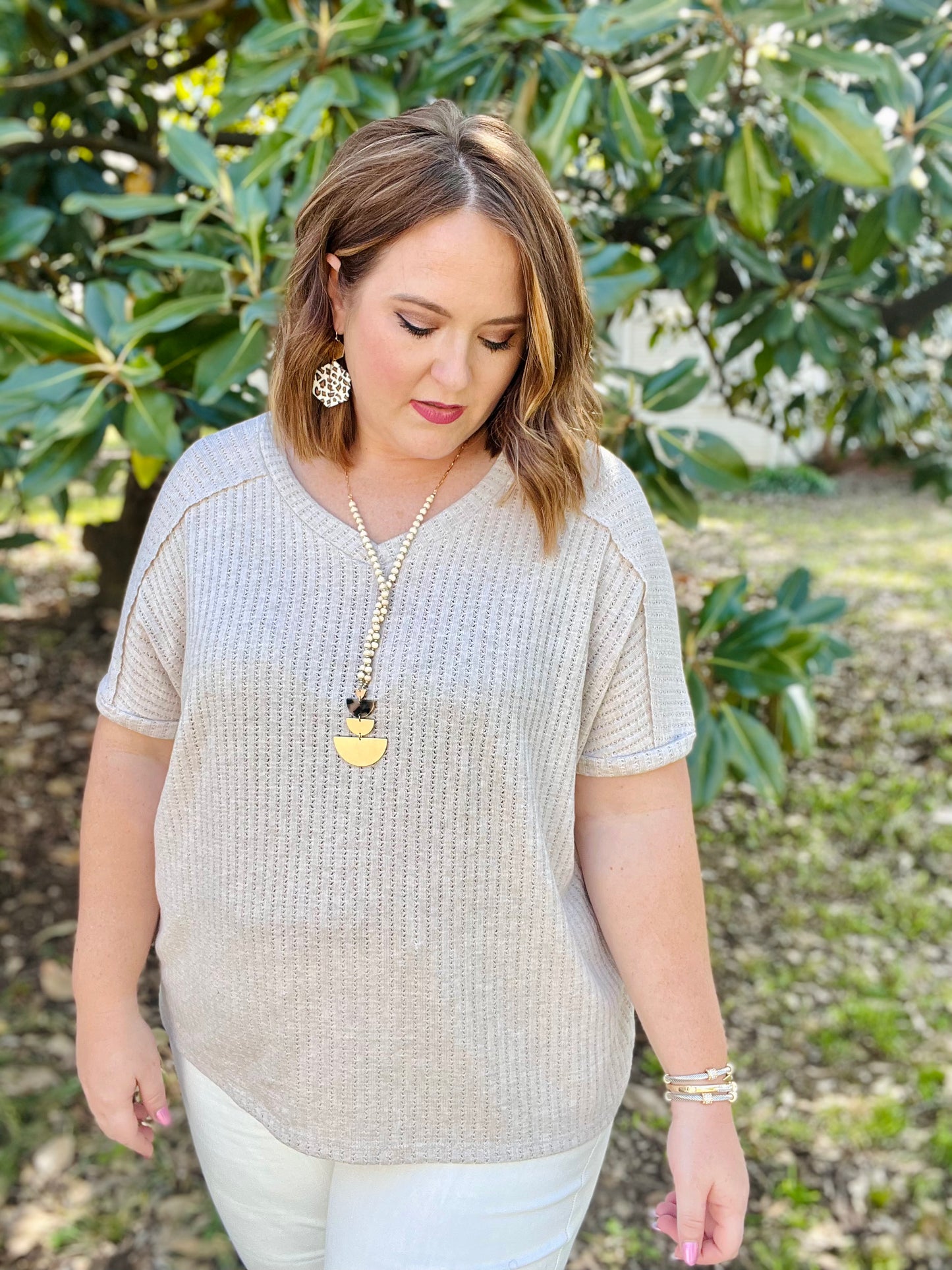 Oatmeal Open Back Top