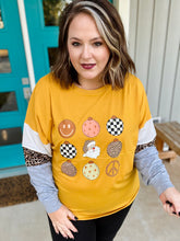 Load image into Gallery viewer, Ornament Christmas Tee on Long Sleeve Leopard Tee