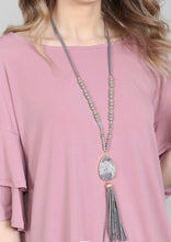 Load image into Gallery viewer, Natural Stone Tassel Necklace (Multiple Colors)