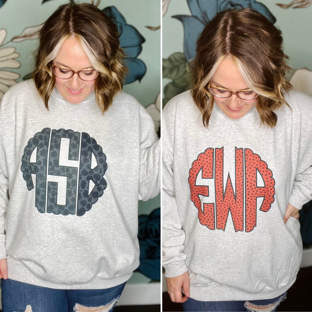 Custom Monogram Sweatshirt (Multiple Styles)