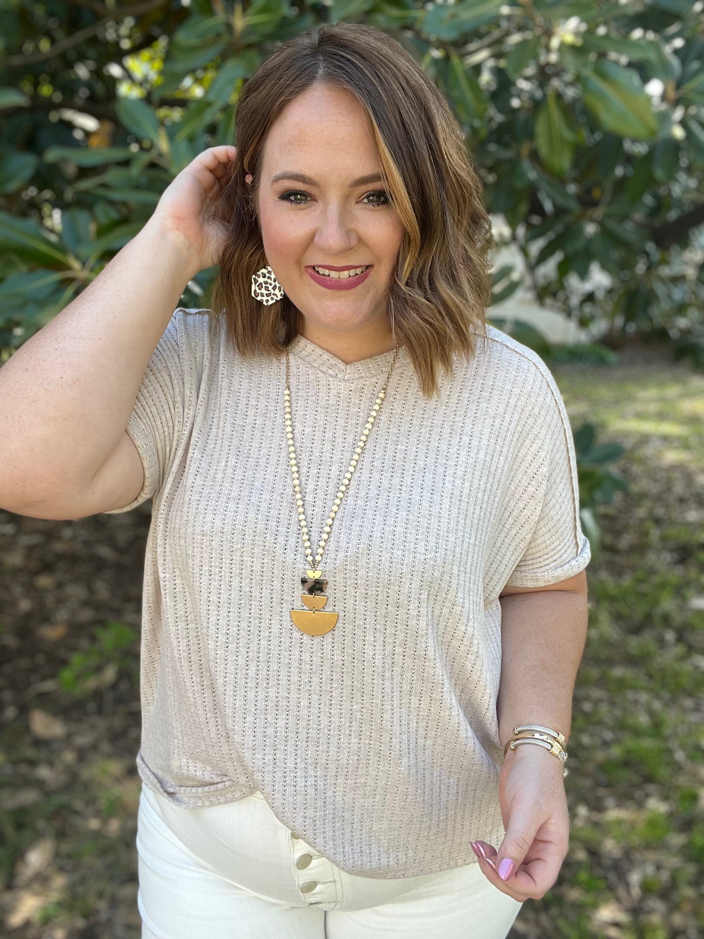 Oatmeal Open Back Top
