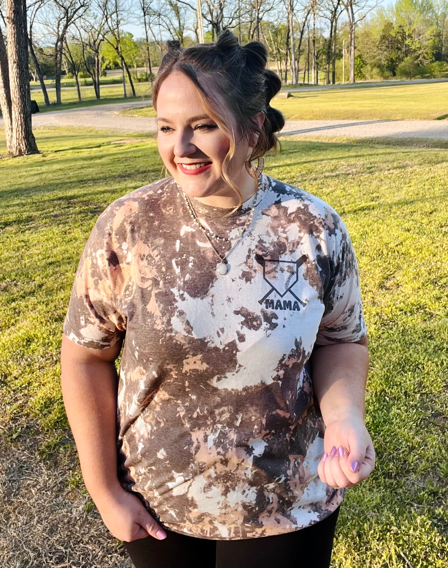 At the Ballpark Bleached Cowhide Tee (Front/Back)